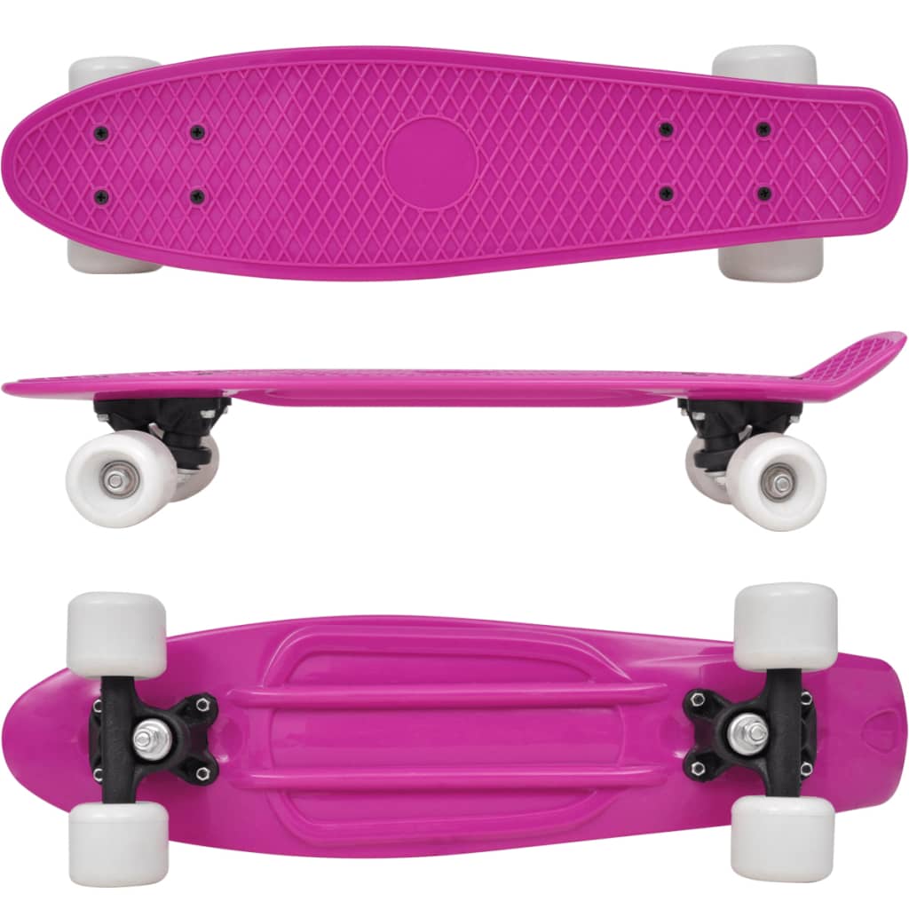 Retro Pennyboard Met Lila Bovenkant En Witte Wielen 6,1&quot;