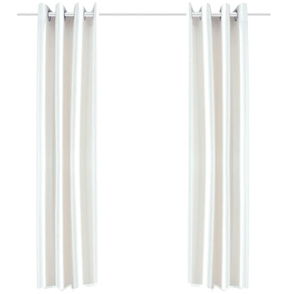 Gordijn Tafzijde Wit Met Metalen Ringen 140X245 Cm (2 Stuks)