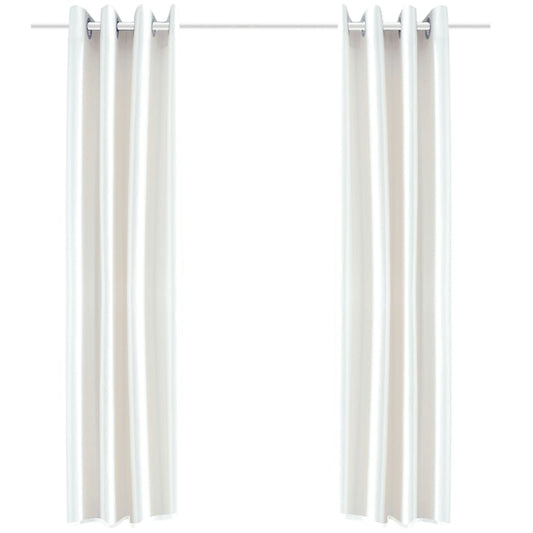 Gordijn Tafzijde Wit Met Metalen Ringen 140X245 Cm (2 Stuks)