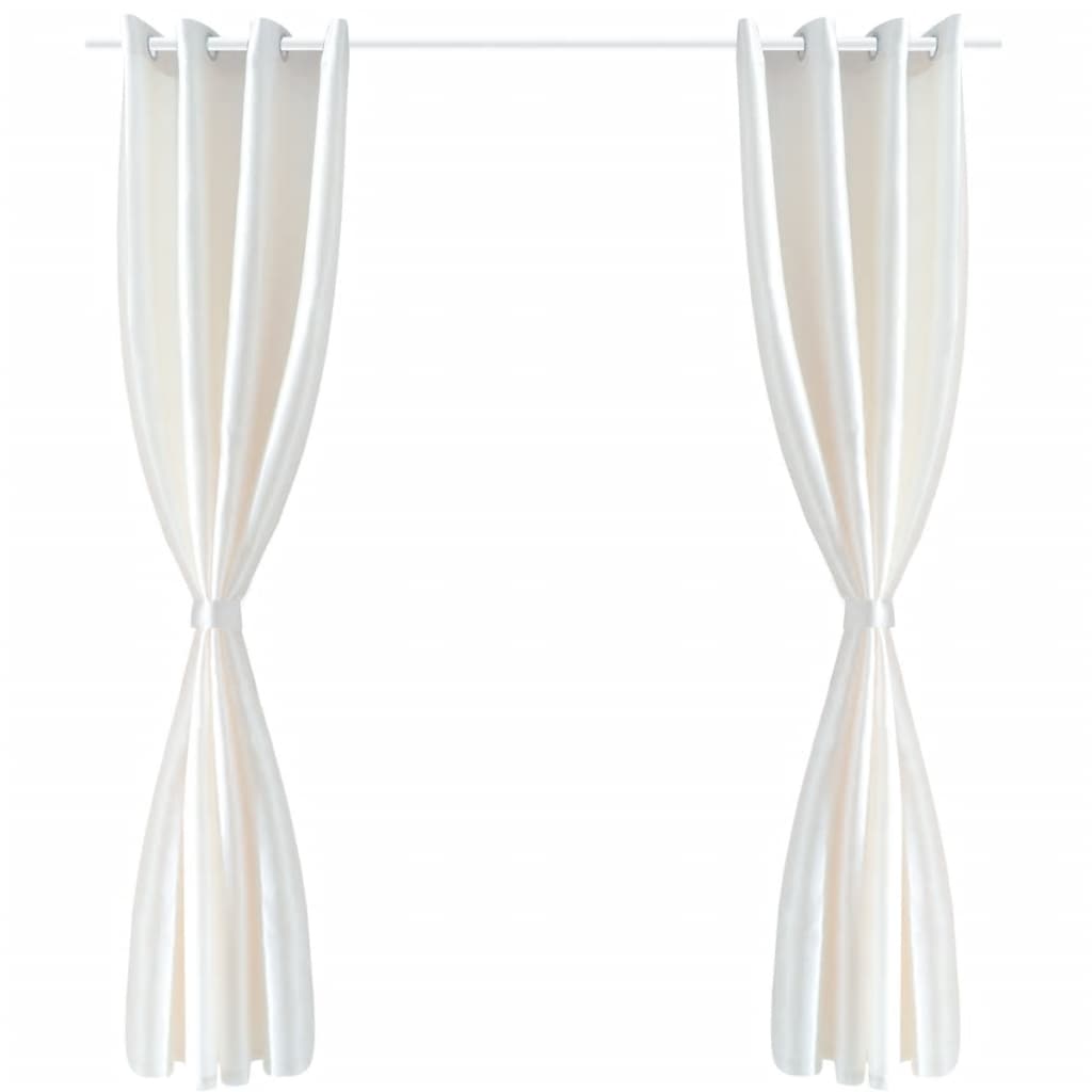 Gordijn Tafzijde Wit Met Metalen Ringen 140X245 Cm (2 Stuks)