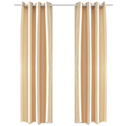 Gordijn Tafzijde Zandkleurig Met Metalen Ringen 140X245 Cm (2 Stuks)