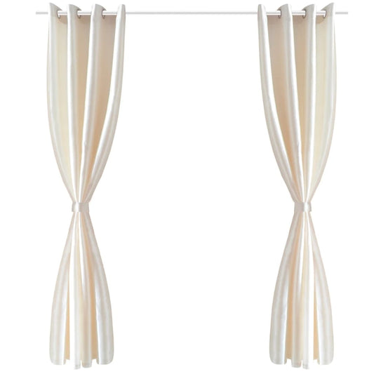 Gordijn Tafzijde Crème Met Metalen Ringen 140X245 Cm (2 Stuks)