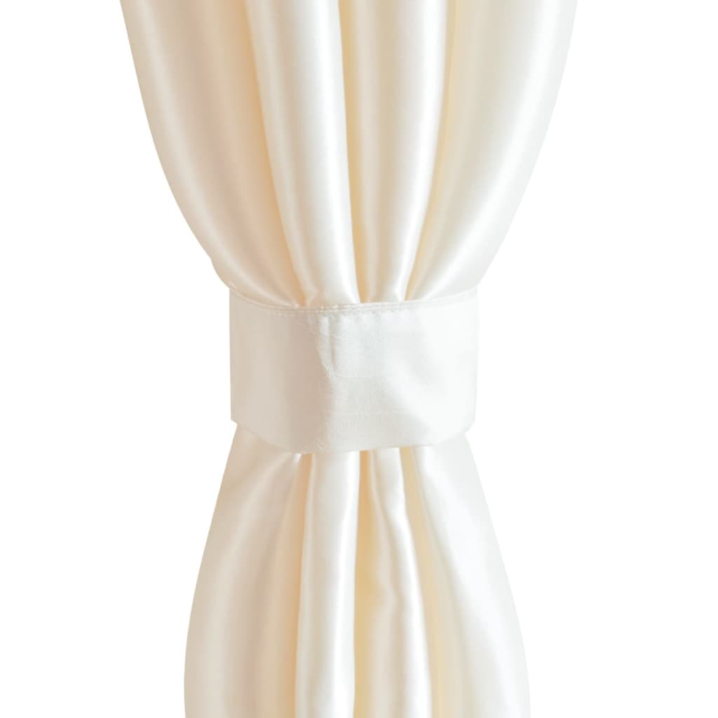 Gordijn Tafzijde Crème Met Metalen Ringen 140X245 Cm (2 Stuks)