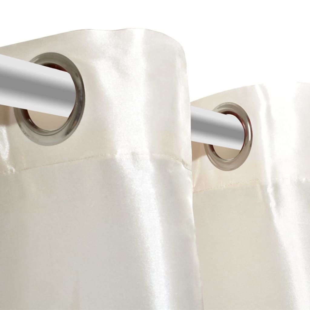Gordijn Tafzijde Crème Met Metalen Ringen 140X245 Cm (2 Stuks)