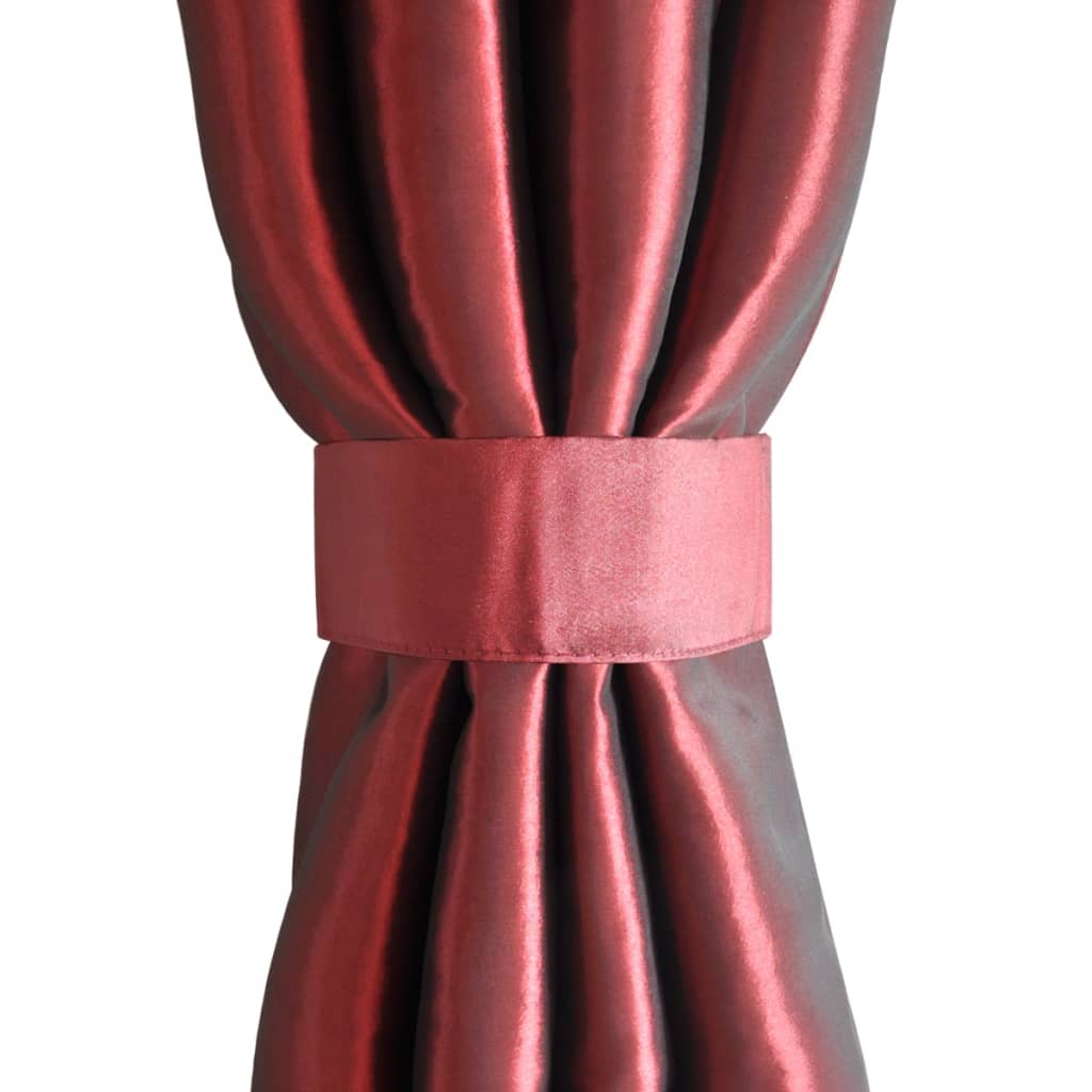Gordijn Tafzijde Bordeaux Met Metalen Ringen 140X245 Cm (2 Stuks)