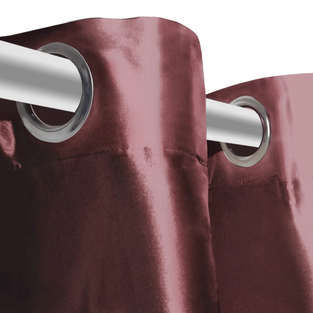 Gordijn Tafzijde Bordeaux Met Metalen Ringen 140X245 Cm (2 Stuks)