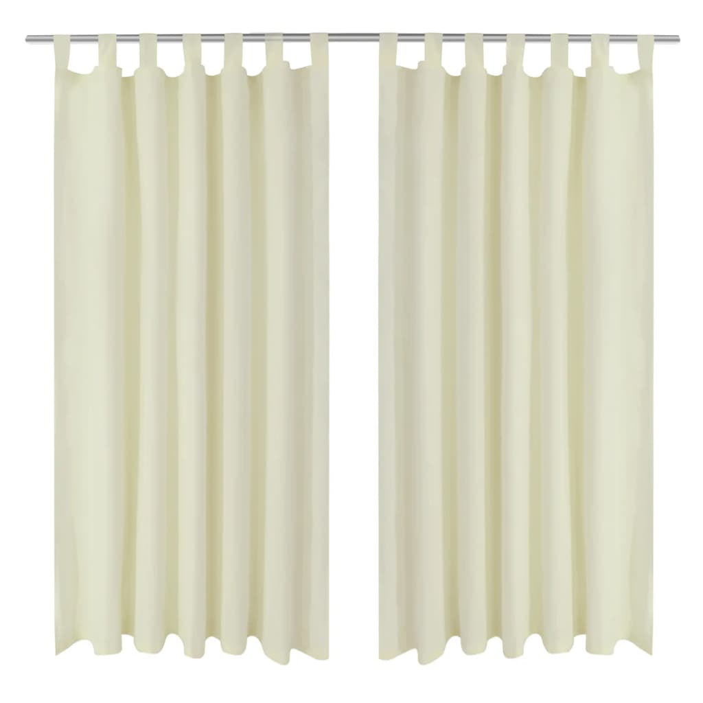Micro-Satijnen Gordijnen Met Ringen 140 X 225 Cm 2 Stuks (Creme)