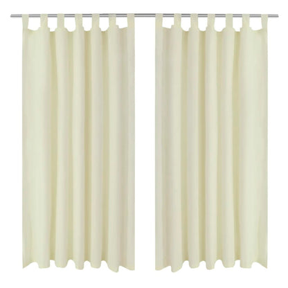 Micro-Satijnen Gordijnen Met Ringen 140 X 225 Cm 2 Stuks (Creme)