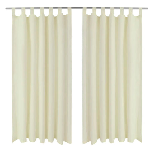 Micro-Satijnen Gordijnen Met Ringen 140 X 225 Cm 2 Stuks (Creme)