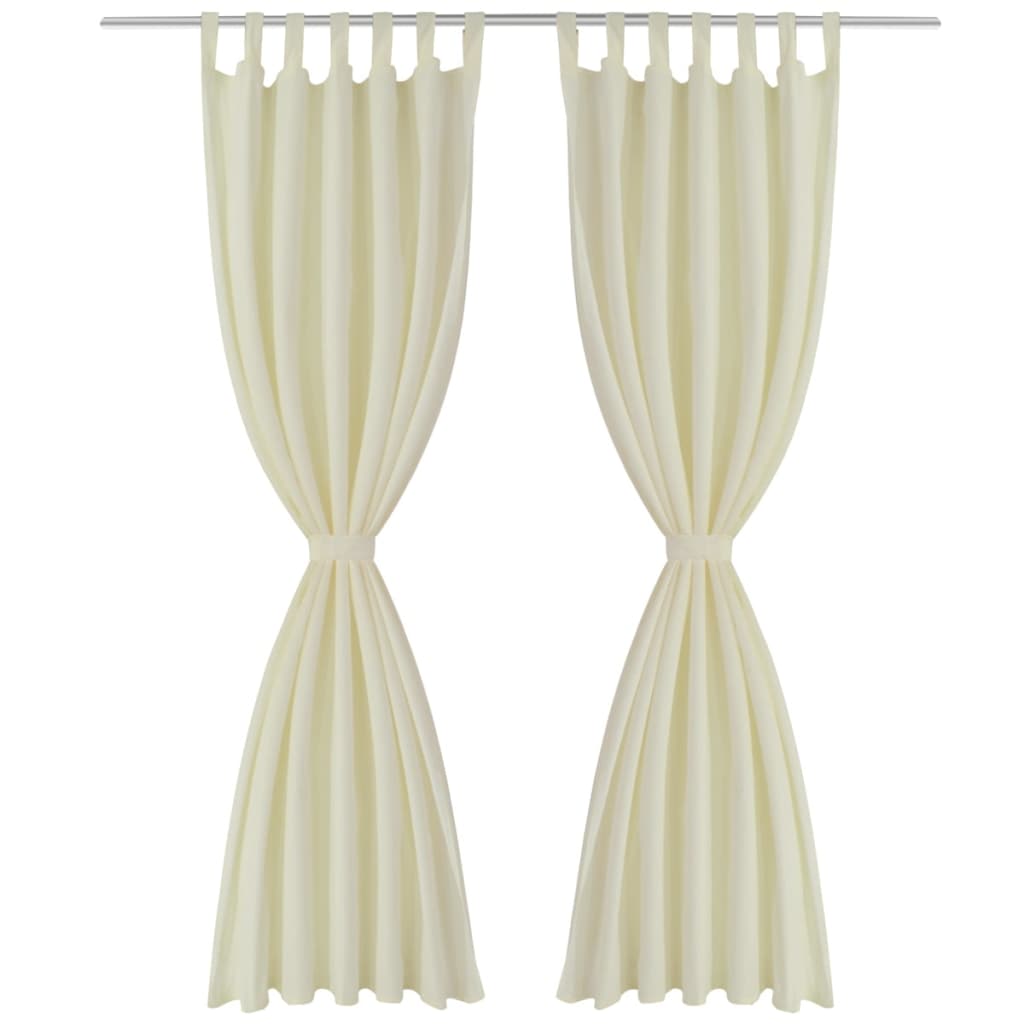Micro-Satijnen Gordijnen Met Ringen 140 X 225 Cm 2 Stuks (Creme)