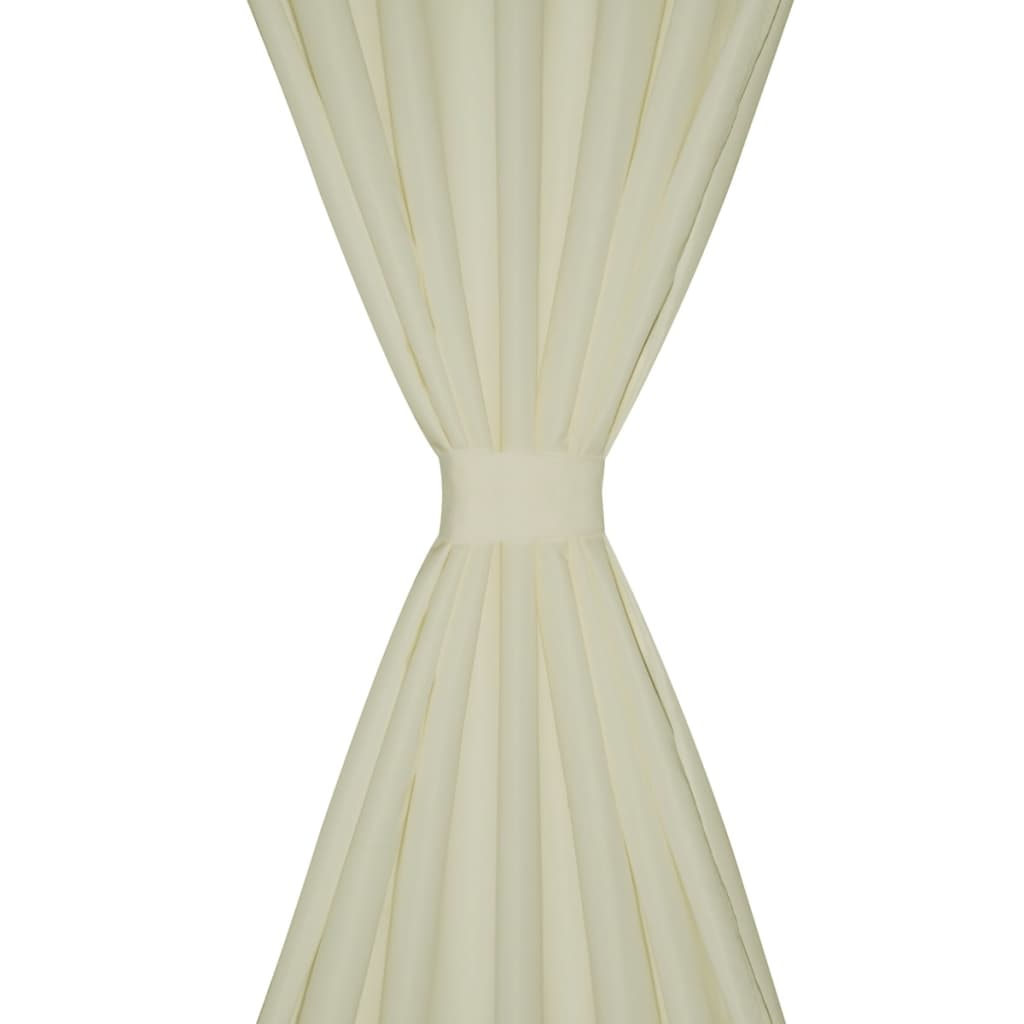 Micro-Satijnen Gordijnen Met Ringen 140 X 225 Cm 2 Stuks (Creme)