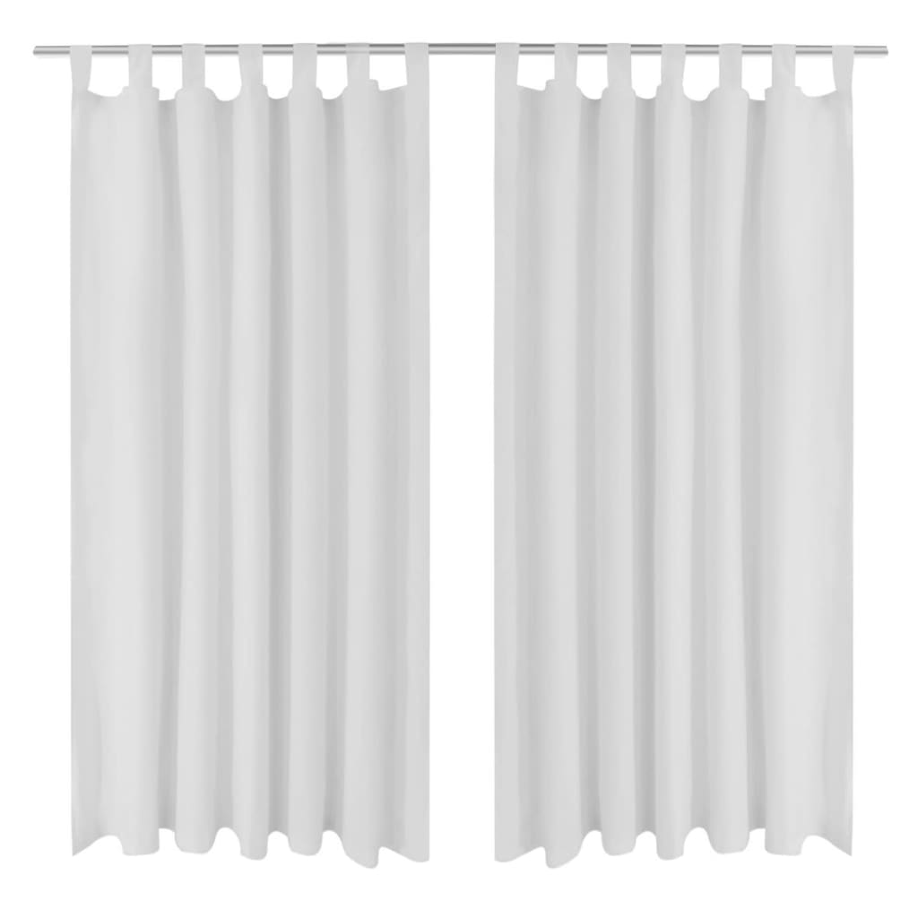 Micro-Satijnen Gordijnen Met Ringen 140 X 225 Cm 2 Stuks (Wit)