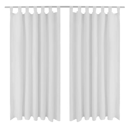 Micro-Satijnen Gordijnen Met Ringen 140 X 225 Cm 2 Stuks (Wit)