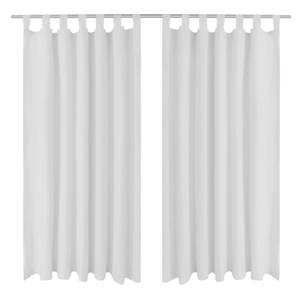 Micro-Satijnen Gordijnen Met Ringen 140 X 245 Cm 2 Stuks (Wit)