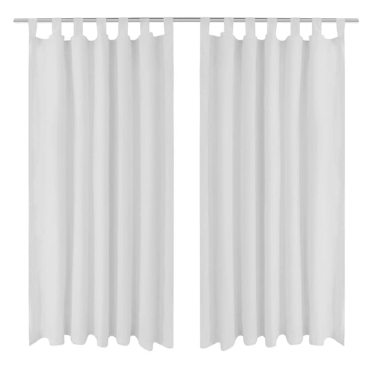 Micro-Satijnen Gordijnen Met Ringen 140 X 245 Cm 2 Stuks (Wit)