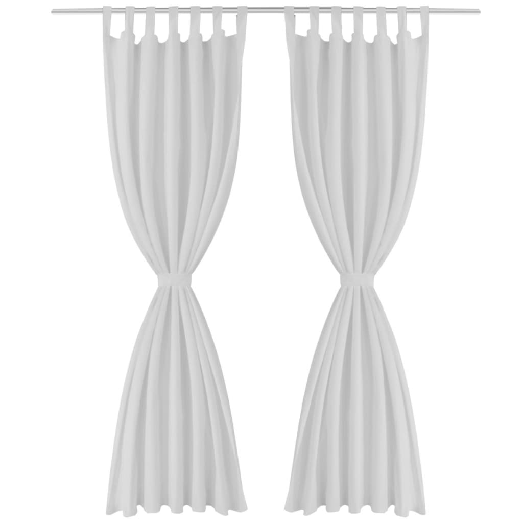Micro-Satijnen Gordijnen Met Ringen 140 X 245 Cm 2 Stuks (Wit)
