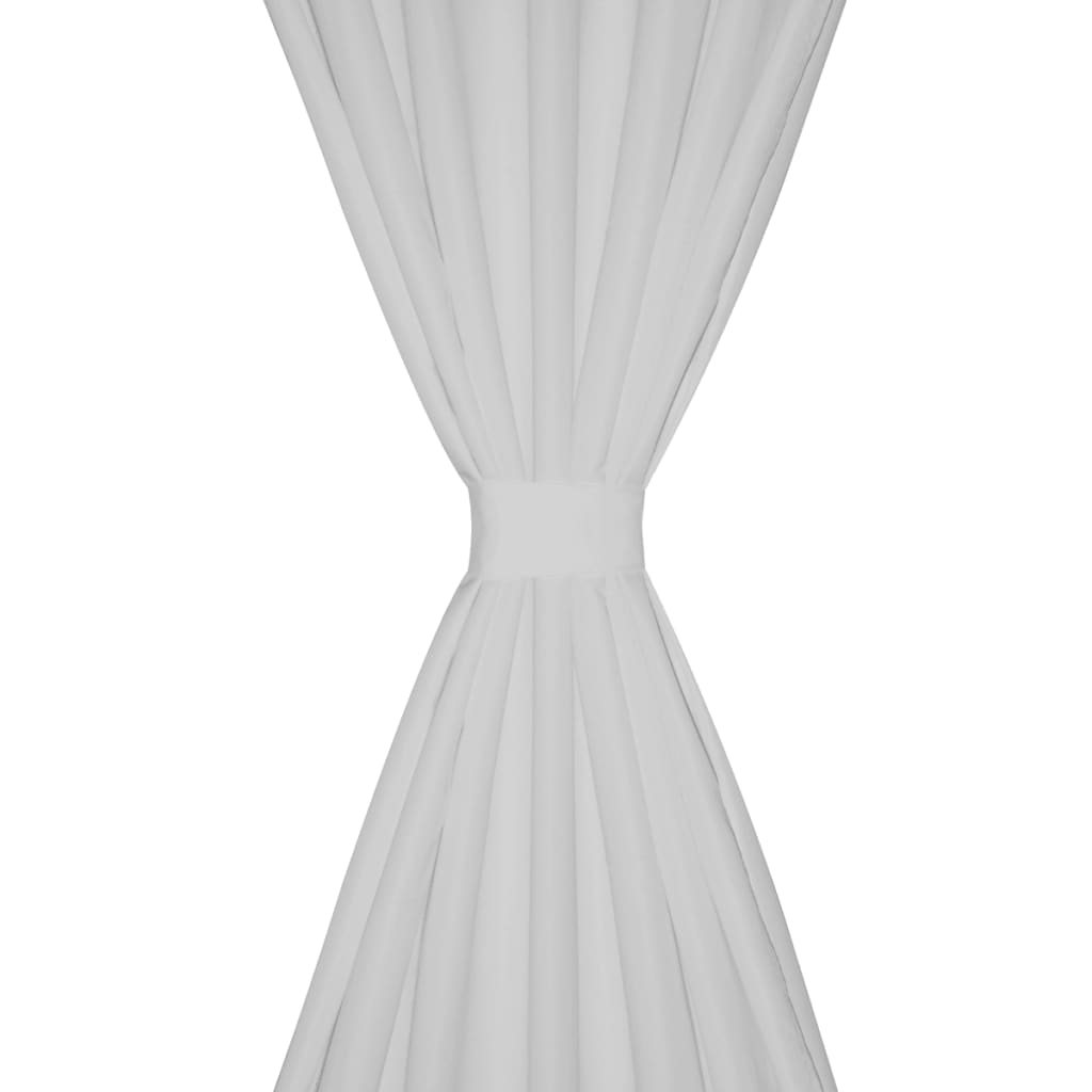 Micro-Satijnen Gordijnen Met Ringen 140 X 245 Cm 2 Stuks (Wit)