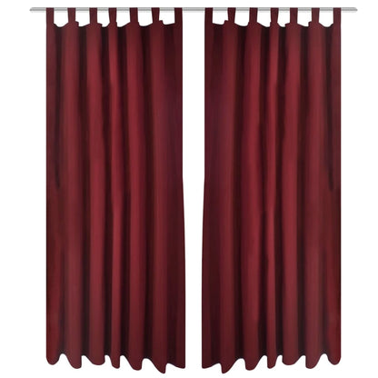 Micro-Satijnen Gordijnen Met Ringen 140 X 175 Cm 2 Stuks (Wijnrood)