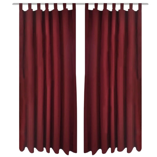 Micro-Satijnen Gordijnen Met Ringen 140 X 175 Cm 2 Stuks (Wijnrood)