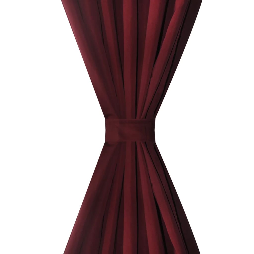 Micro-Satijnen Gordijnen Met Ringen 140 X 175 Cm 2 Stuks (Wijnrood)