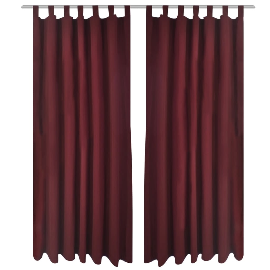Micro-Satijnen Gordijnen Met Ringen 140 X 245 Cm 2 Stuks (Wijnrood)