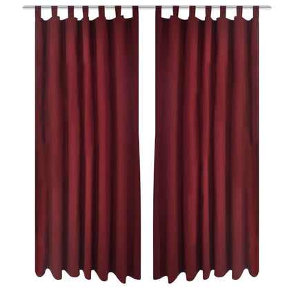 Micro-Satijnen Gordijnen Met Ringen 140 X 245 Cm 2 Stuks (Wijnrood)