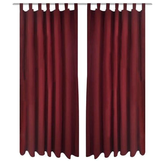 Micro-Satijnen Gordijnen Met Ringen 140 X 245 Cm 2 Stuks (Wijnrood)