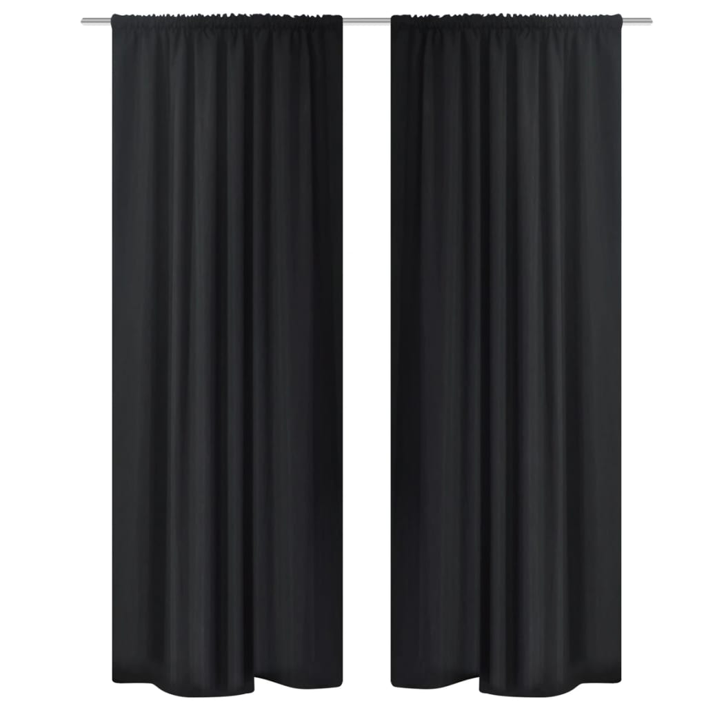 Gordijnen Verduisterend 2 St Dubbellaags 140X245 Cm Zwart