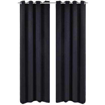 Gordijnen Met Metalen Ringen 135 X 245 Cm 2 Stuks (Zwart)