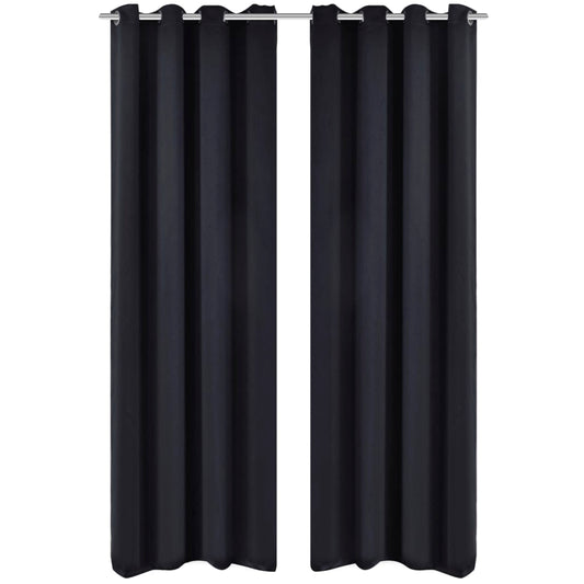 Gordijnen Met Metalen Ringen 135 X 245 Cm 2 Stuks (Zwart)