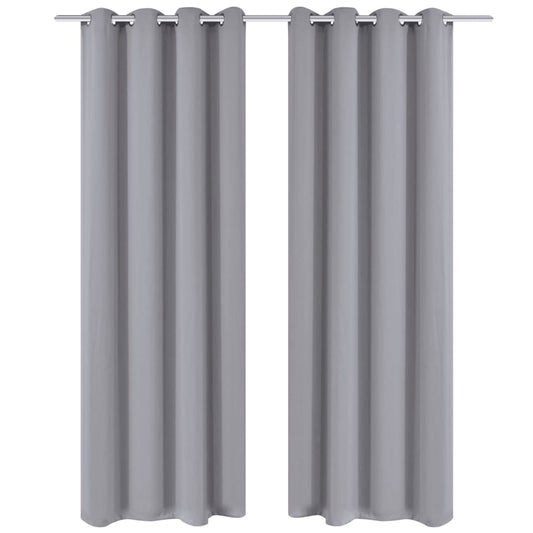 Gordijnen Met Metalen Ringen 135 X 245 Cm 2 Stuks (Grijs)