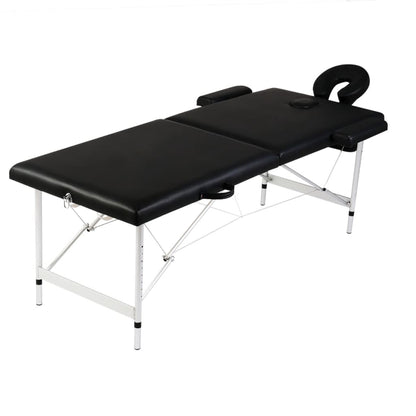 Massagetafel Met 2 Zones Inklapbaar Aluminum Frame Zwart