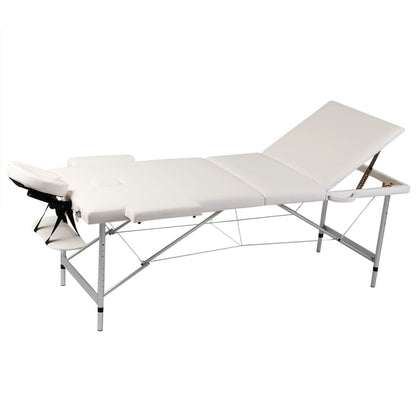 Inklapbare Massagetafel 3 Zones Met Aluminium Frame (Creme)