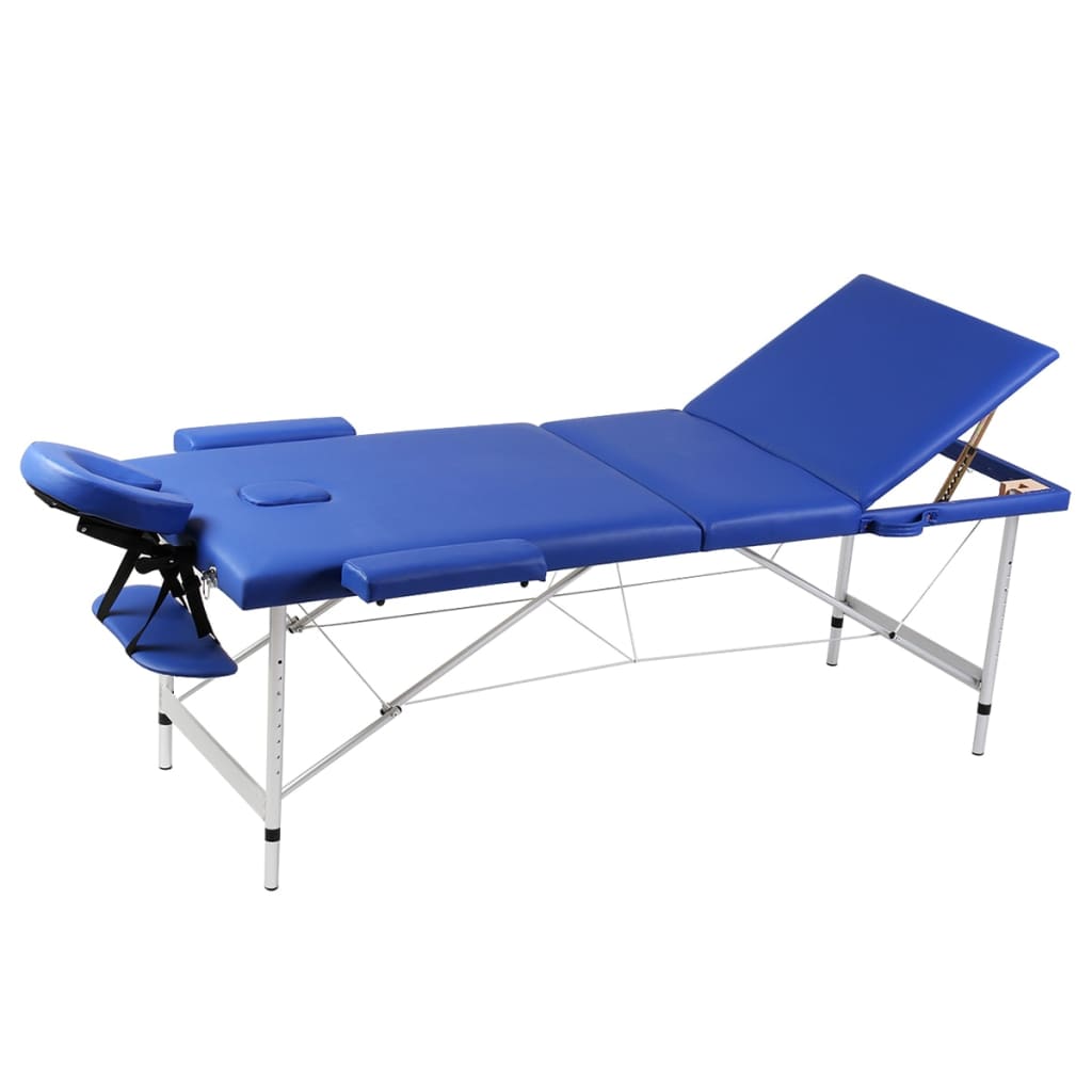 Inklapbare Massagetafel 3 Zones Met Aluminium Frame (Blauw)