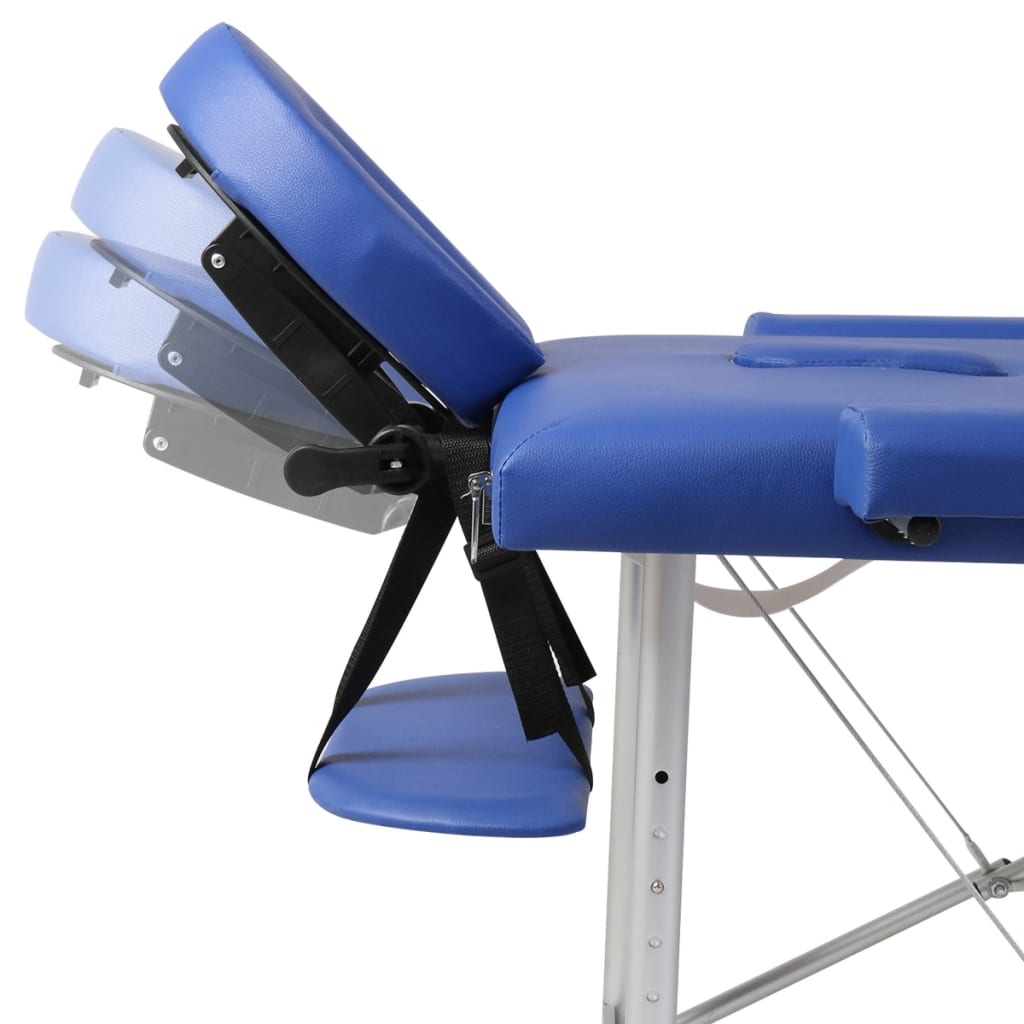 Inklapbare Massagetafel 3 Zones Met Aluminium Frame (Blauw)