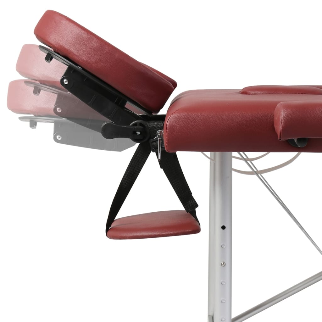 Inklapbare Massagetafel 3 Zones Met Aluminium Frame (Rood)