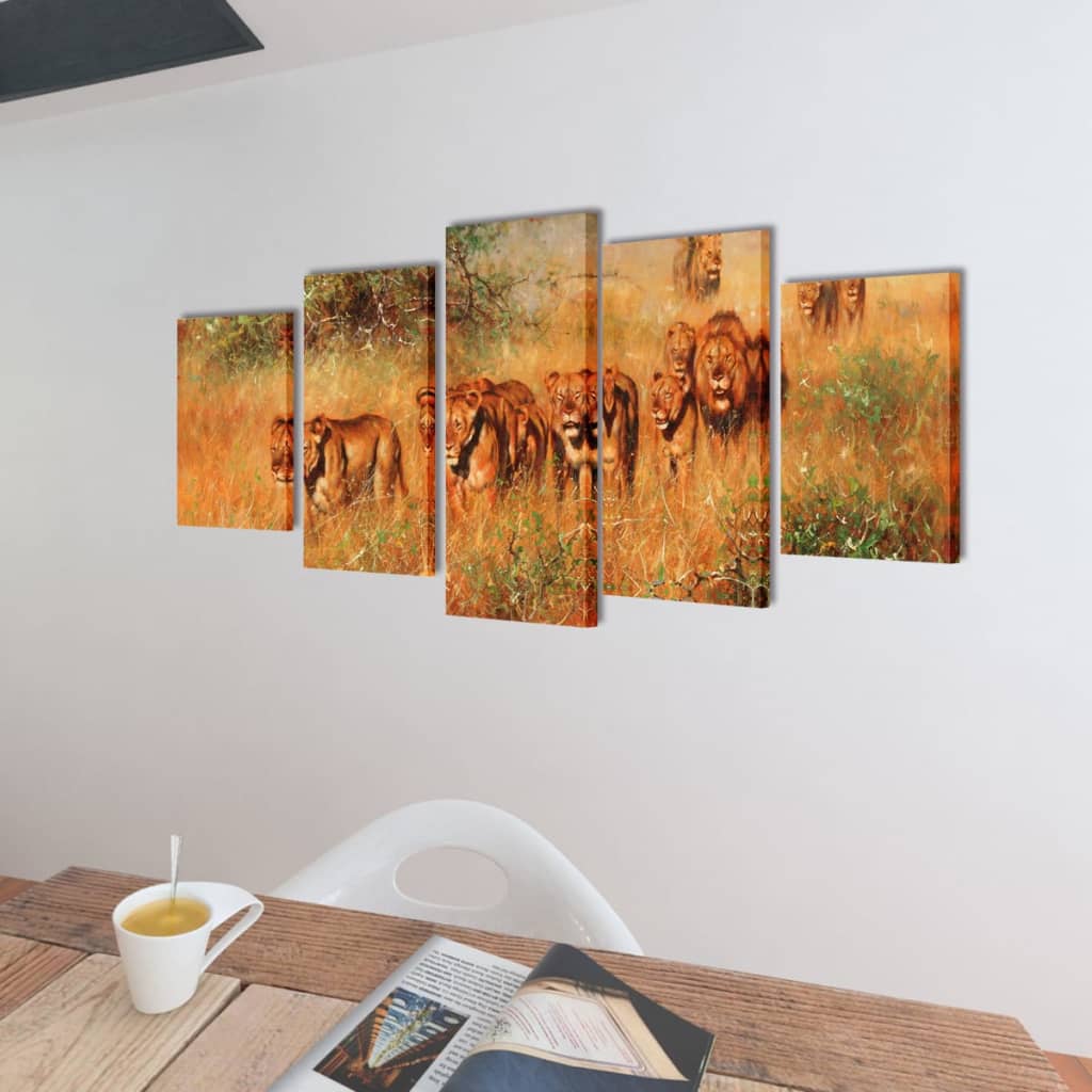 Canvasdoeken Leeuwen 100 X 50 Cm