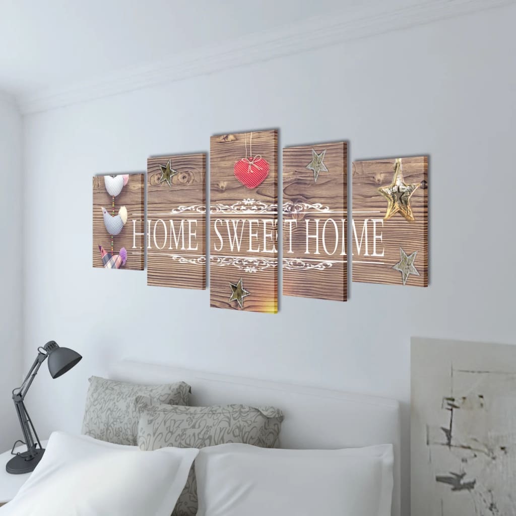 Canvas Wall Print Set Home Sweet Home Design 200 X 100 Cm