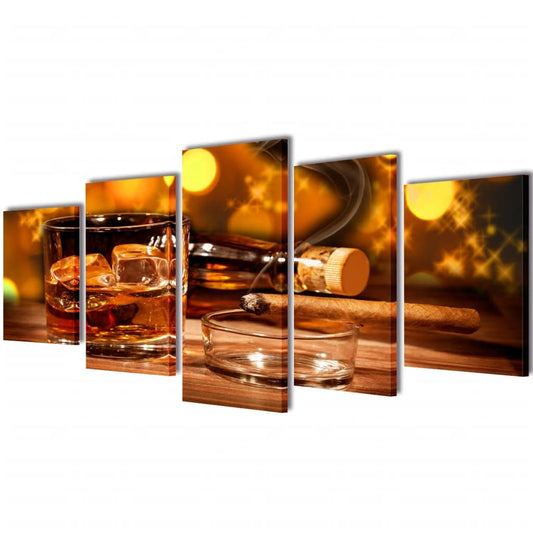 Canvasdoeken Whiskey En Sigaar (100 X 50 Cm)