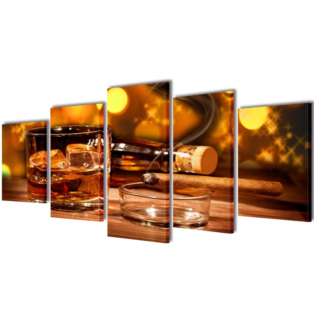 Canvasdoeken Whiskey En Sigaar (100 X 50 Cm)