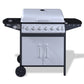 Gasbarbecue 6+1 Branders Rvs Zwart En Zilver