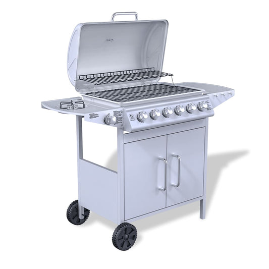 Gasbarbecue En Grill 6+1 Branders Rvs Zilver