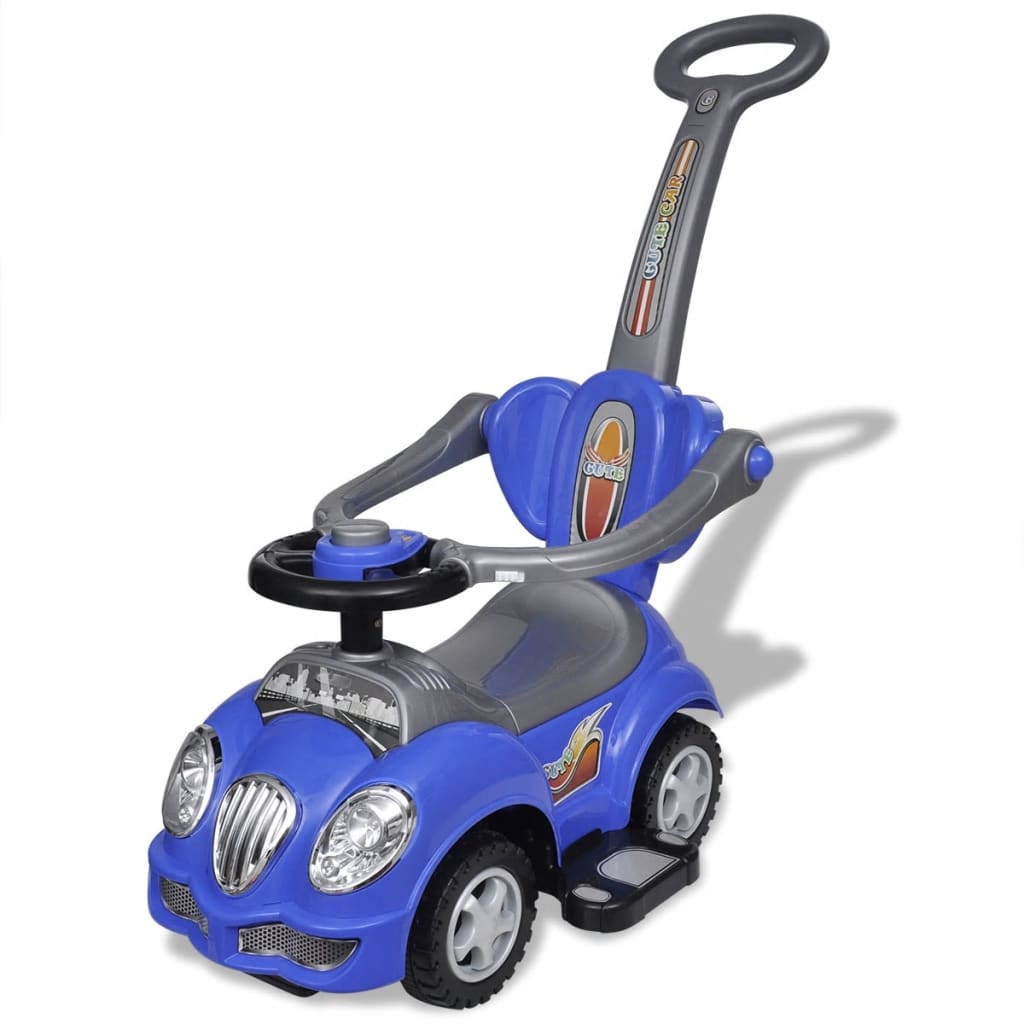 Loopauto Met Duwstang Blauw