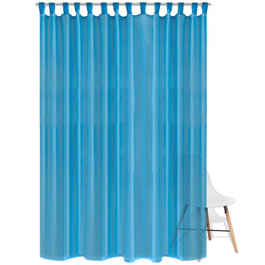 Glasgordijn 290 X 175 Cm Turquoise 2 Stuks