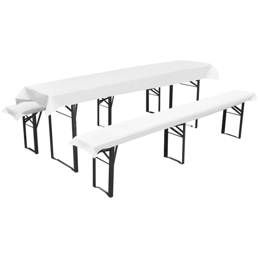 Hoes Voor Biertafel + 2 Gevoerde Hoezen Voor Banken Wit 240 X 70 Cm