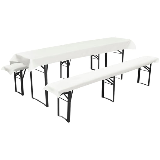 Hoes Voor Biertafel + 2 Gevoerde Hoezen Voor Banken Crème 240 X 90 Cm
