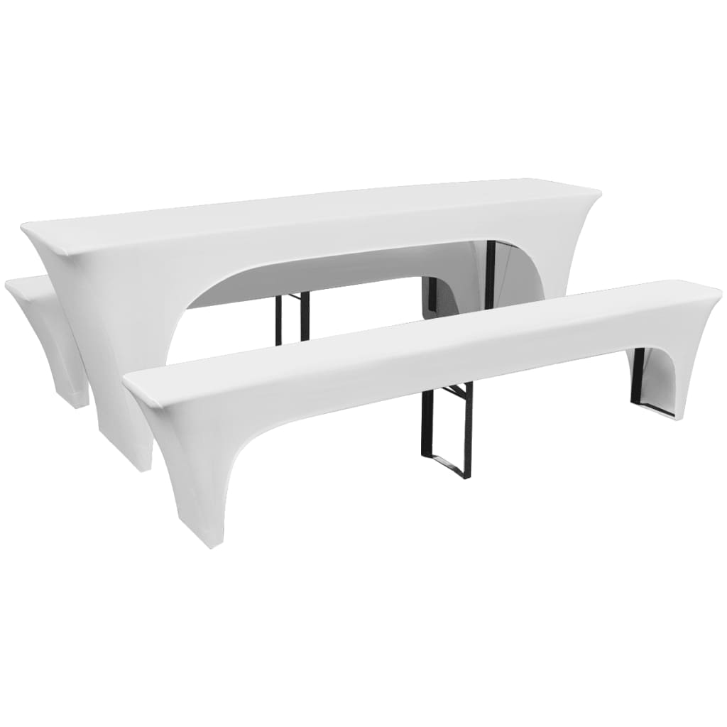 Hoezen Voor Biertafel En Banken Stretch Wit 3 Stuks 220 X 70 X 80 Cm