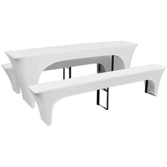 Hoezen Voor Biertafel En Banken Stretch Wit 3 Stuks 220 X 70 X 80 Cm