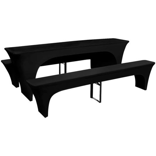 Hoes Voor Biertafel En Banken 225X50X80 Cm Stretch Zwart 3 St