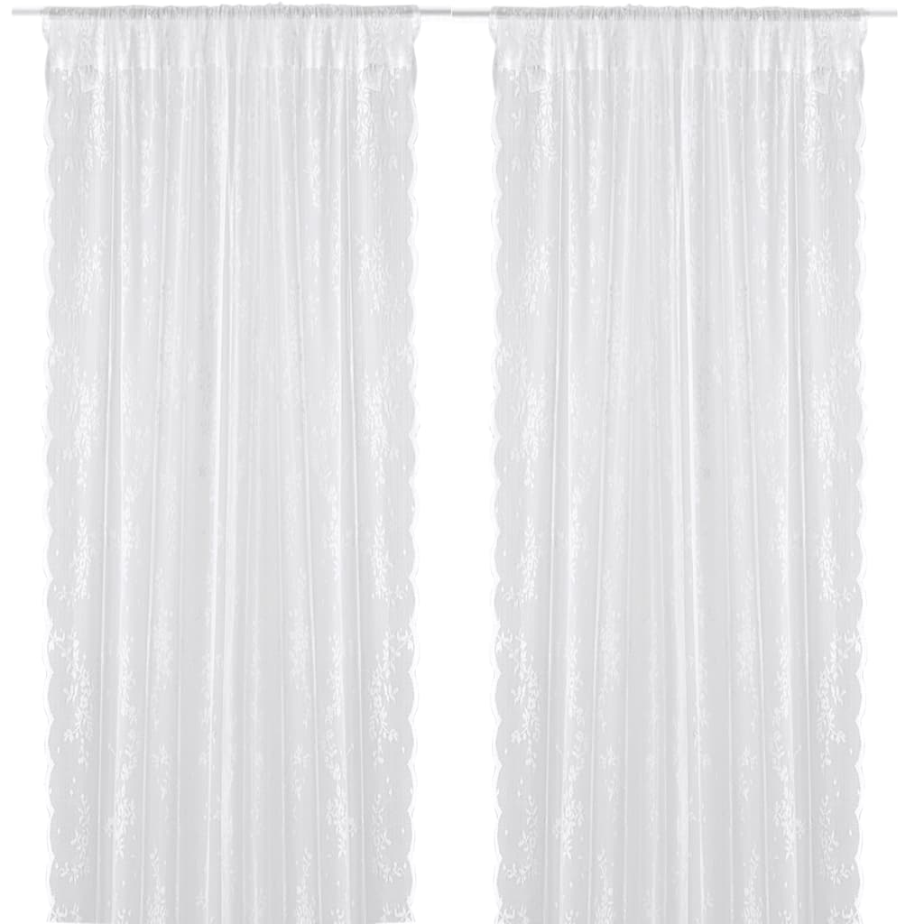 2 Vitrages Met Bloemen 140 X 245 Cm Wit